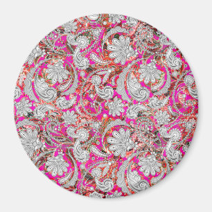 Süße weiße rosa Paisleymuster Magnet