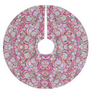 Süße weiße rosa Paisleymuster Polyester Weihnachtsbaumdecke