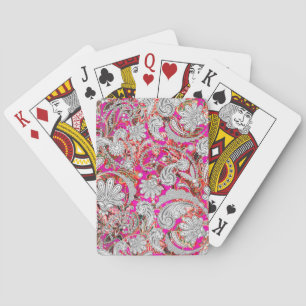 Süße weiße rosa Paisleymuster Spielkarten