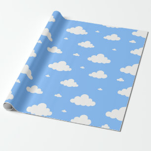 Süße weiße Wolken Muster himmelblau nahtloses Verp Geschenkpapier