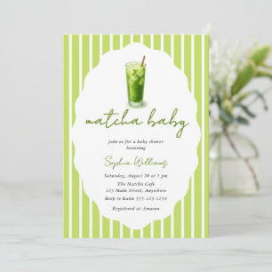Süße wellige Matcha-Baby-Grün-Moderne Babyparty Einladung