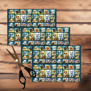 Süße Welpen-Collage, Babys Hunde,  Seidenpapier