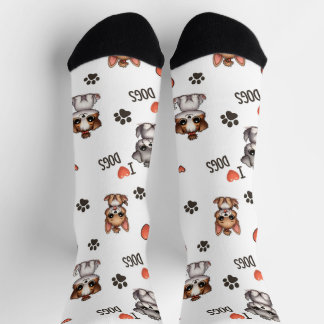 Süße Welpen Ich Liebe Hunde Muster Crew Socken