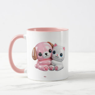 Süße Welpen-Kätzchen-Beste-Freunde Tasse