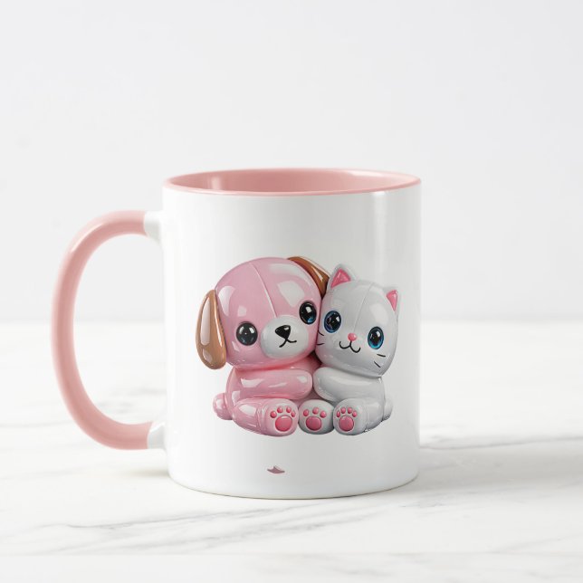 Süße Welpen-Kätzchen-Beste-Freunde Tasse (Links)