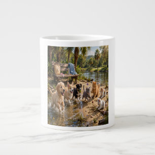 Süße Welpen & Kätzchen Flußufer-Abenteuer Bone Jumbo-Tasse