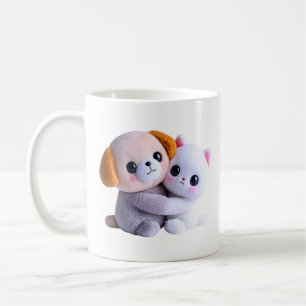 Süße Welpen-Kätzchen-Umarmung Kaffeetasse