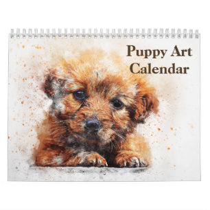 Süße Welpen-Kunst 2027 Kalender