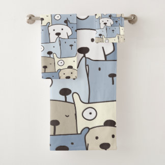 Süße Welpen Tierillustration Badhandtuch Set