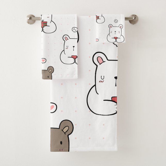 Süße Welpen Tierillustration Badhandtuch Set (Insitu)