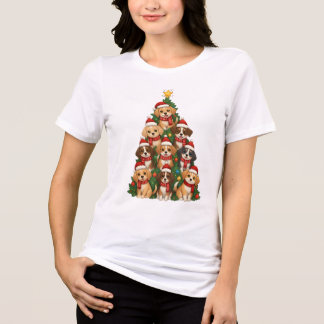 Süße Welpen-Weihnachtsbaum-Hundemutter-Geschenk Tri-Blend Shirt