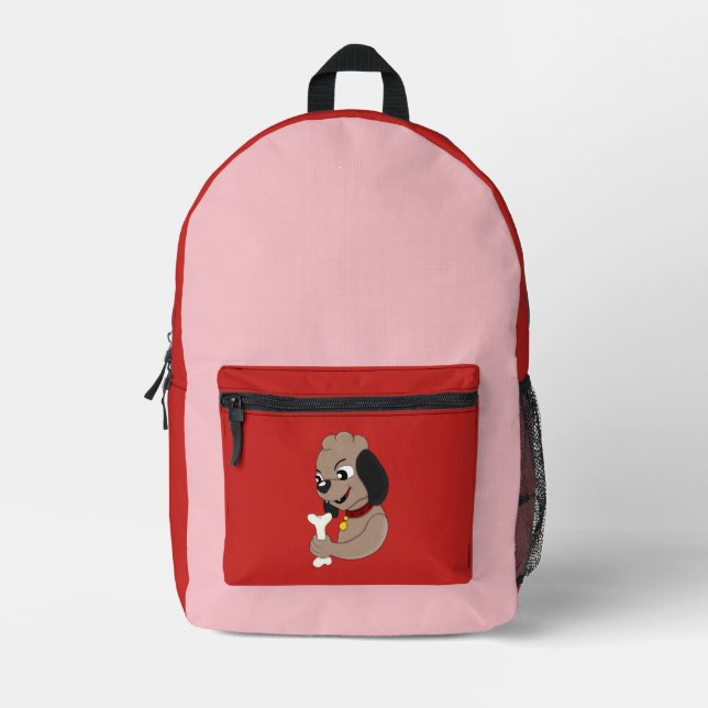 Süße Welpenhund Cartoon Bedruckter Rucksack (Vorderseite)