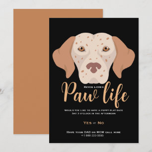 Süße Welpenhund Pfoten Leben Party  Einladung