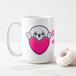 Süße Welpenliebe Hundemama Rosa Herz Bichon Frise Kaffeetasse