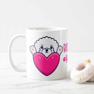 Süße Welpenliebe Hundemama Rosa Herz Bichon Frise Kaffeetasse