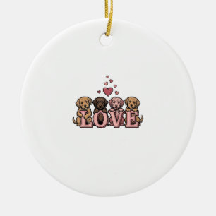 Süße Welpenliebe Valentinstag Vintage Gravur Desig Keramik Ornament