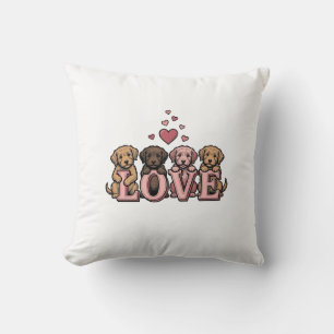 Süße Welpenliebe Valentinstag Vintage Gravur Desig Kissen