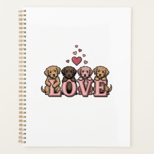 Süße Welpenliebe Valentinstag Vintage Gravur Desig Planer