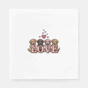 Süße Welpenliebe Valentinstag Vintage Gravur Desig Serviette