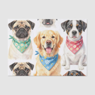 Süße Welpenporträts Bandana Collage Aquarell Seidenpapier