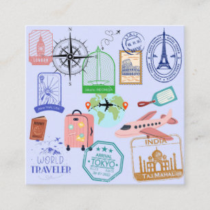  Süße Welt Reisender Collage Quadratische Visitenkarte