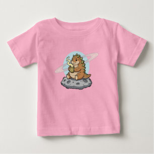 Süße Weltraum-Dinosaurier-Kaffee-Illustration Baby T-shirt