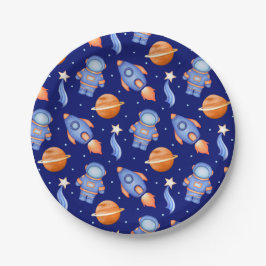Süße Weltraumplaneten & Astronaut Pappteller