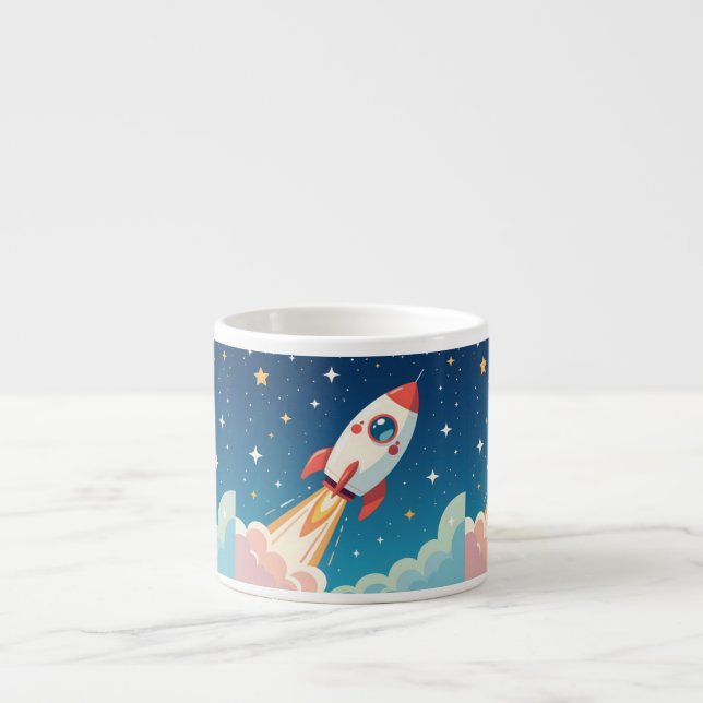 Süße Weltraumrakete beim Start Espressotasse (Vorderseite)