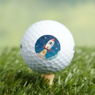 Süße Weltraumrakete beim Start Golfball