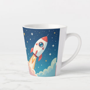 Süße Weltraumrakete beim Start Milchtasse