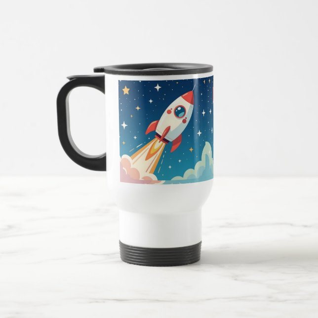 Süße Weltraumrakete beim Start Reisebecher (Links)