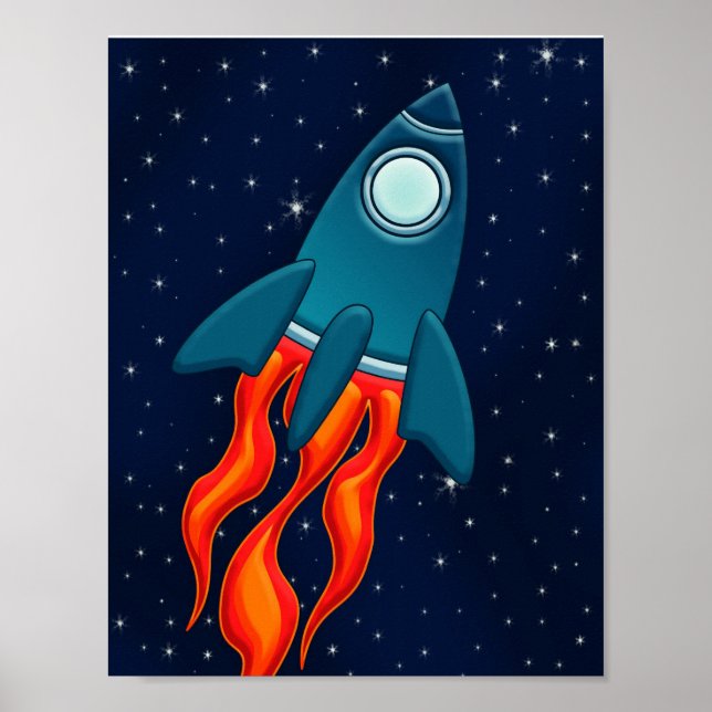 Süße Weltraumrakete und Weltraumdesign Poster (Vorne)