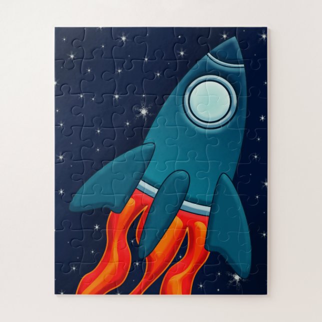 Süße Weltraumrakete und Weltraumdesign Puzzle (Vertikal)
