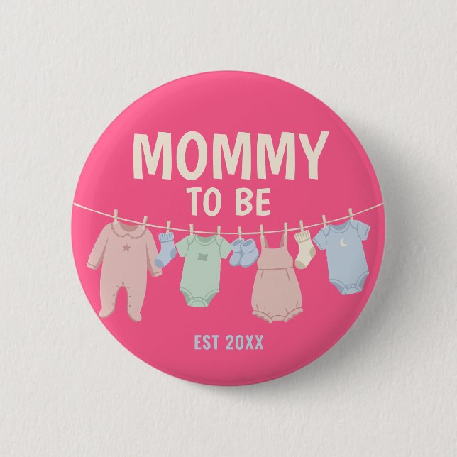 Süße werdende Mamma individuelles rosa Baby-Party Button (Vorderseite)