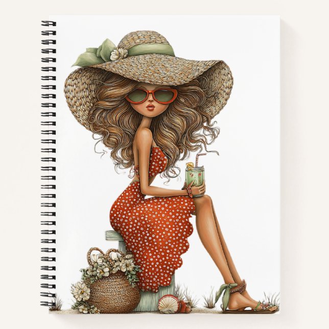 SÜSSE WHIMSICAL SOMMER THEMEN Mädchen Notizbuch (Vorderseite)