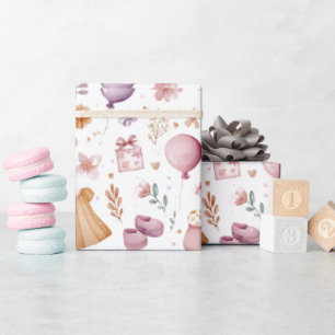 Süße whimsical Watercolor-Baby-Shower-Verpackung Geschenkpapier