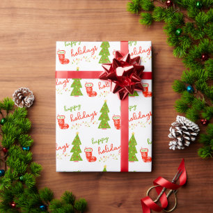 Süße whimsical Weihnachts-Ikonen FROHE WEIHNACHTEN Geschenkpapier