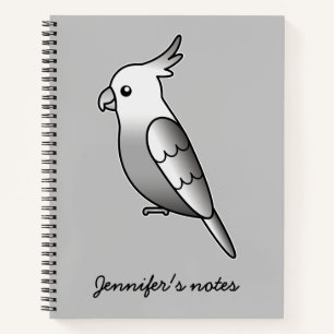 Süße Whiteface-Cockatiel-Cartoon-Vogel-Illustratio Notizbuch