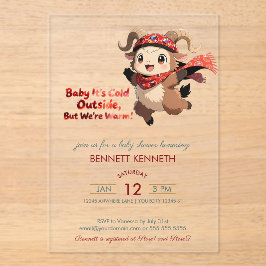 Süße Widder-Winter-Baby-Party-Einladung Acryleinladungen