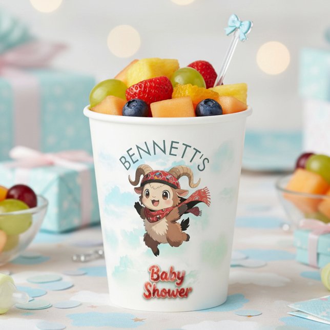 Süße Widder-Winter-Baby-Shower-Papier-Tasse Pappbecher (Von Creator hochgeladen)