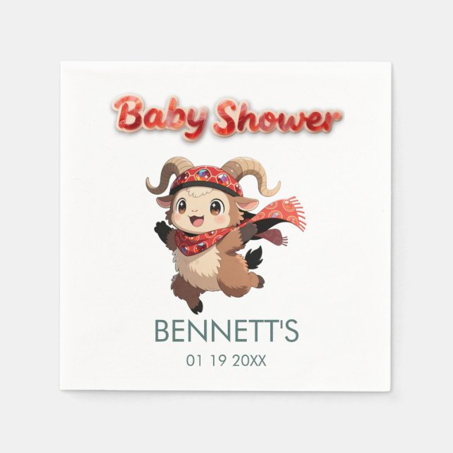 Süße Widder-Winter-Baby-Shower-Serviette Serviette (Vorderseite)