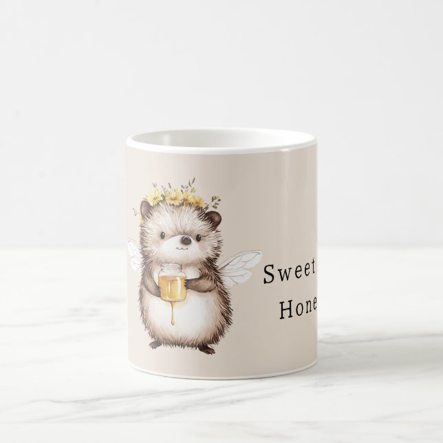 Süße wie Honig Igel Blumen Kaffeetasse (Mittel)