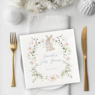 Süße Wiesenkaninchen & Wildblumen-Baby-Party Serviette