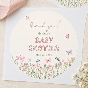 Süße Wildblumen-Baby-Mädchen-Baby-Party Runder Aufkleber