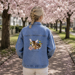 Süße Wildblumen Reh Blau Baby Reh Waldland Jeansjacke
