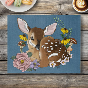 Süße Wildblumen Rehblau Baby Reh Waldland Puzzle