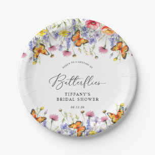 Süße Wildblumen Schmetterlinge Florale Brautparty Pappteller