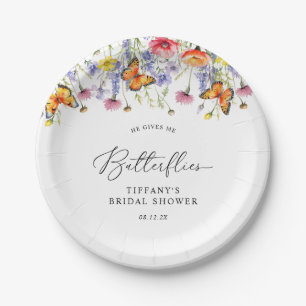 Süße Wildblumen Schmetterlinge Florale Brautparty Pappteller
