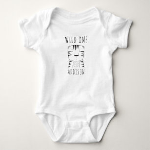 Süße Wilde erste Geburtstags-Tiger Schwarz Weiß Baby Strampler