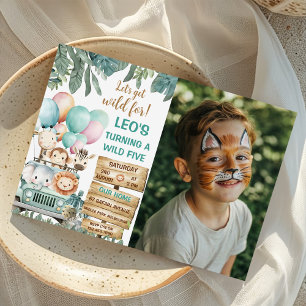 Süße wilde fünf Safari-Jungen zum 5. Geburtstag Fo Einladung